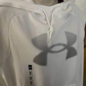 New Under Armour Women’s Classic White Pullover Hoodie Fleece lined Med